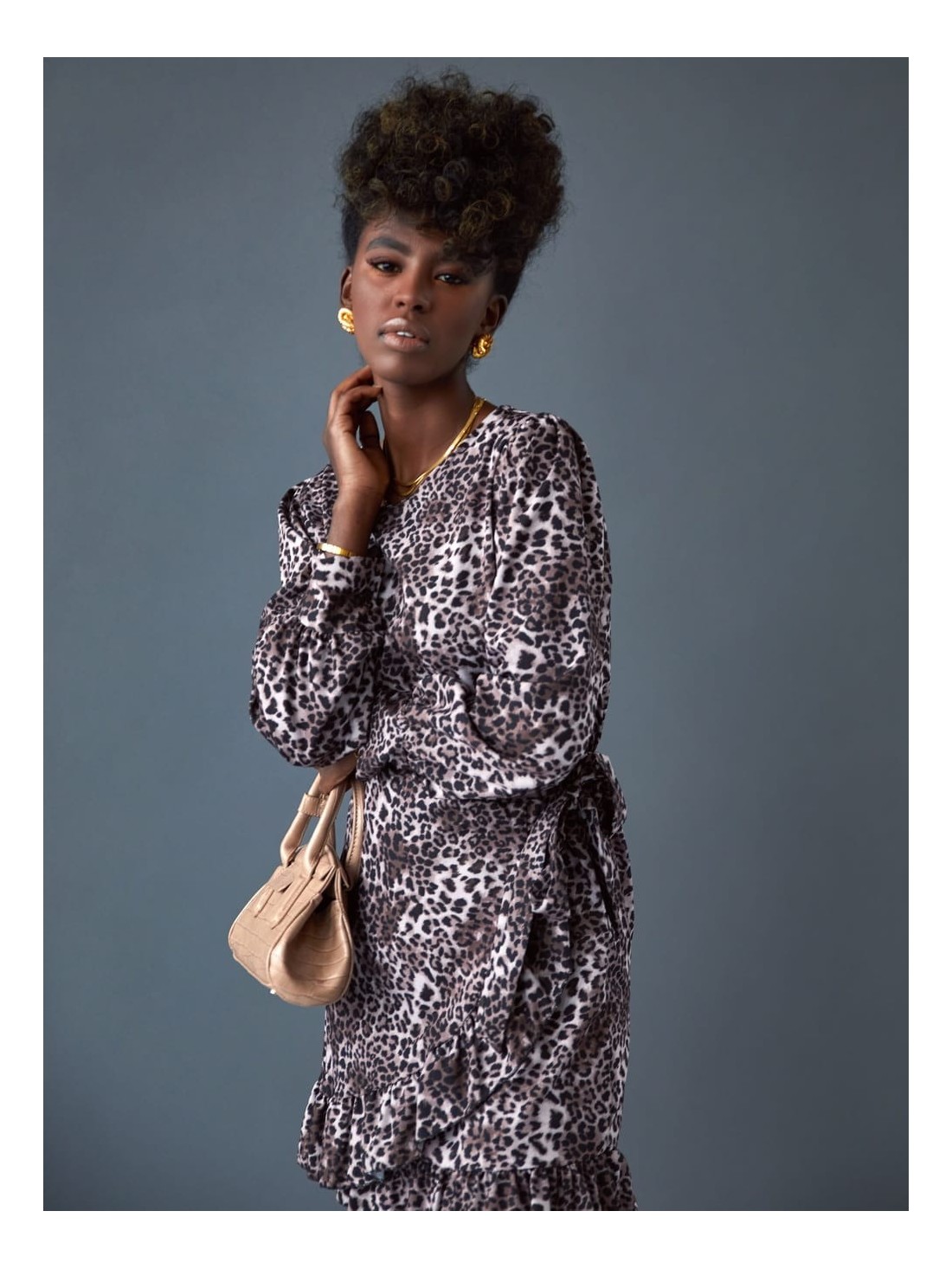 Casual dress with ruffles in a leopard print SF985 - Online store - Boutique